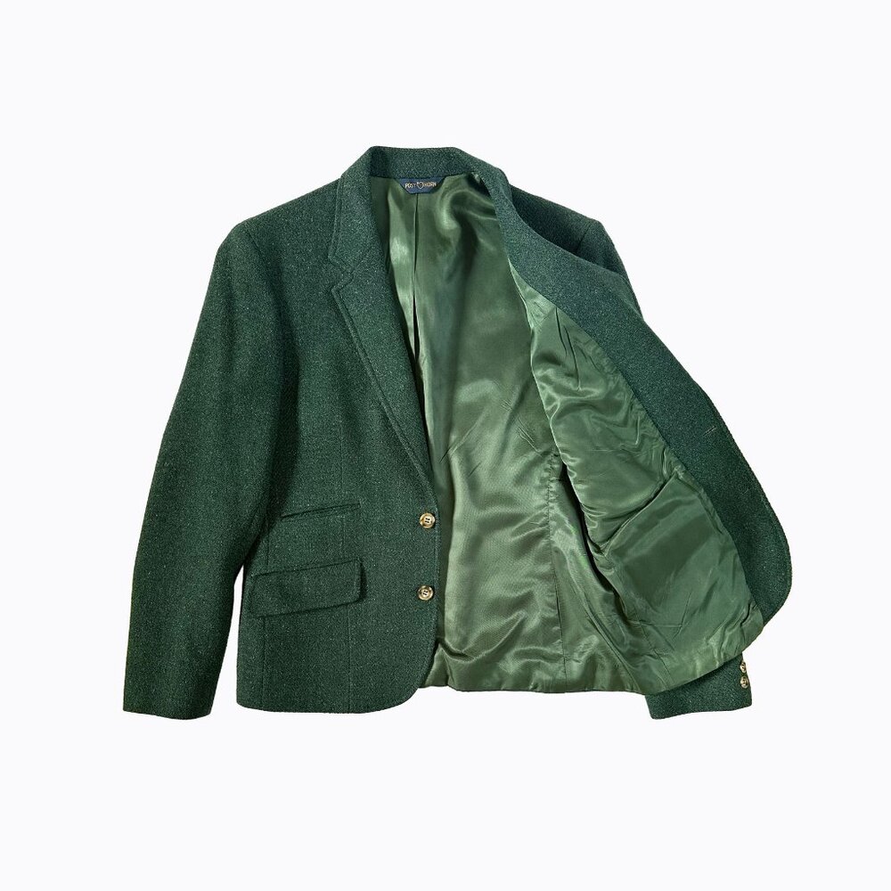 Vtg Post Horn Wool Blazer Sz M Emerald Green Heritage 90s Preppy Academia Office - Picture 3 of 7